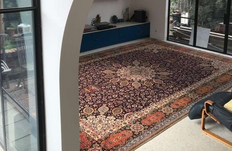 Interior with Persian rug in Melbourne home